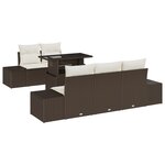 vidaXL Ensemble de canapé de jardin 6 pièces avec coussins marron en poly rattan