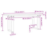vidaXL Table basse cadre en O 110x40x45 5 cm bois de pin massif acier