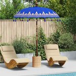 vidaXL Parasol balinais Bleu (180-190) x 260 cm Coton et bois massif