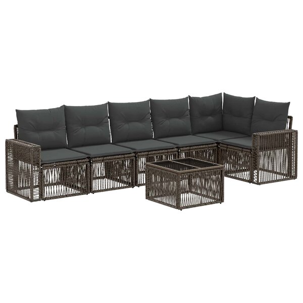 vidaXL Ensemble de canapé de jardin 7 Pièces Gris et Gris foncé polyrotin