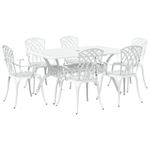 vidaXL Ensemble de salle à manger de jardin de 7 pièces en aluminium moulé blanc