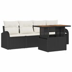 vidaXL Ensemble de canapé de jardin avec coussin 5 Pièces Noir et crème