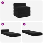 vidaXL Canapé-lit pliable Noir 200 x 70 x 15 cm Velours