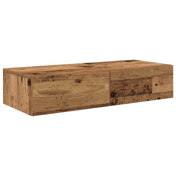 vidaXL Étagère murale avec tiroirs vieux bois bois d'ingénierie