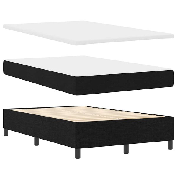 vidaXL Lit à Ressorts avec Matelas & Banc Noir 120x200 cm Tissu