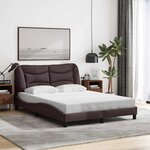 vidaXL Cadre de lit sans matelas Hvar marron foncé 140x190 cm tissu
