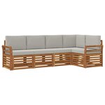 vidaXL Ensemble de canapés d'extérieur 5 pc Gris Naturel et Clair