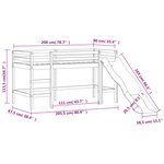 vidaXL Lit mezzanine enfants et tour blanc/noir 90x200 cm pin massif