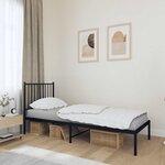 vidaXL Cadre de lit métal sans matelas avec tête de lit noir 75x190 cm