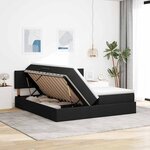 vidaXL Lit de rangement LED avec matelas Noir 200 x 200 cm Tissu
