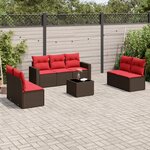 vidaXL Salon de jardin 8 Pièces avec coussins marron résine tressée