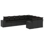 vidaXL Salon de jardin 9 Pièces avec coussins noir résine tressée