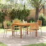 Ensemble de salle à manger de jardin 5 pièces vidaXL Beige Poly Rattan Acacia