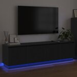 vidaXL Meuble TV avec LED Chêne noir 180 x 38 x 49 cm