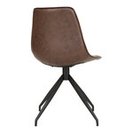 Chaise de salle à manger en cuir synthétique avec pivot marron foncé et pieds noirs