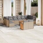 vidaXL Salon de jardin avec coussins 13 Pièces beige résine tressée