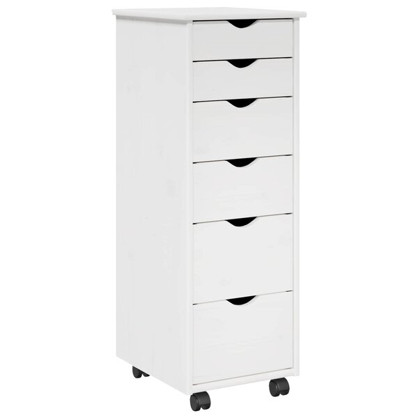 vidaXL Cabinet roulant Blanc 34 x 39 x 93 5 cm Bois de Pin Massif