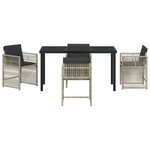 vidaXL Ensemble de Repas de Jardin 5 Pièces Avec Coussins Gris Clair Poly Rattan