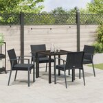 vidaXL Ensemble de salle à manger de jardin 5 pièces avec coussins en poly rotin noir