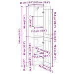 vidaXL Haut Armoire Bois Ancien 34 5 x 34 x 180 cm Bois d'ingénierie