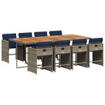 vidaXL Ensemble à manger de jardin 9 Pièces coussins gris résine tressée