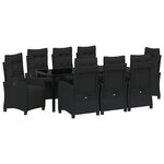 vidaXL Ensemble de salle à manger pour jardin 9 Pièces Noir polyrotin