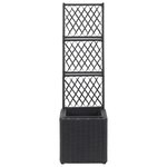 vidaXL Lit surélevé en treillis 1 pot 30x30x107cm Résine tressée Noir