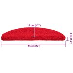 vidaXL Tapis d'escalier 30 pièces 56 x 17 x 3 cm Rouge Demi-rond