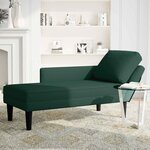 vidaXL Fauteuil long et coussin et accoudoir droit vert foncé velours