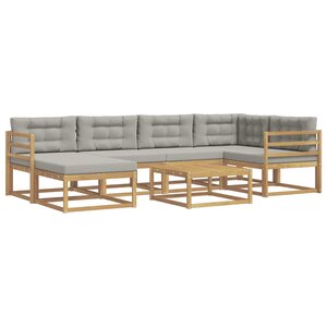 vidaXL Ensemble de canapés d'extérieur 7 pc Blanc et gris clair