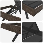 vidaXL Transat avec Table 2 Pièces Marron  noir 40 x 40 x 40.5 cm