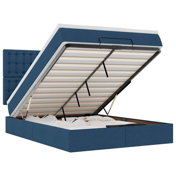 VidaXL Cadre de lit ottoman avec matelas bleu 140x200 cm tissu