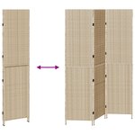 vidaXL Paravent 3 panneaux pliable beige 147x180 cm en poly rotin