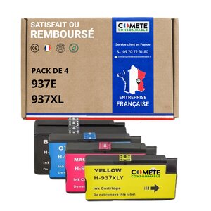 COMETE - 937XL 937e - 4 cartouches d'encre compatibles pour HP 937