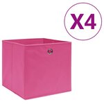 vidaXL Boîtes de rangement 4 Pièces Tissu intissé 28x28x28 cm Rose