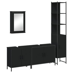 vidaXL Ensemble de meubles salle de bain 4 Pièces noir bois d'ingénierie