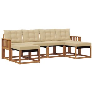 vidaXL Ensemble de canapés d'extérieur 6 Pièces Naturel et Beige