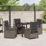vidaXL Ensemble de Salle à Manger de Jardin 5 Pièces Gris Rattan Poly