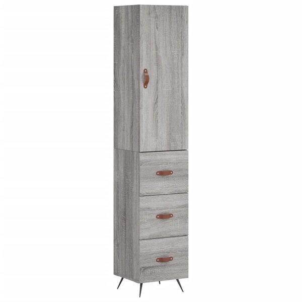 vidaXL Buffet haut Sonoma gris 34 5x34x180 cm Bois d'ingénierie