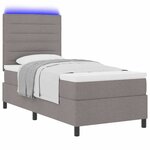 vidaXL Lit à ressorts avec matelas avec LED Taupe 90 x 190 cm tissu