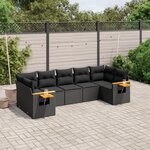 vidaXL Salon de jardin 7 Pièces avec coussins noir résine tressée
