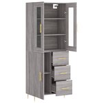 vidaXL Buffet haut Sonoma gris 69 5x34x180 cm Bois d'ingénierie