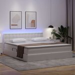 vidaXL Lit avec rangement et LED avec matelas Blanc pur 160 x 200 cm