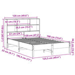 vidaXL Lit bibliothèque sans matelas cire marron 120x190cm pin massif