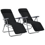 vidaXL Chaises pliables de jardin avec coussins lot de 2 Noir