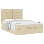 VidaXL Cadre de lit ottoman avec matelas crème 140x190 cm tissu