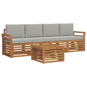 vidaXL Ensemble de canapés d'extérieur 5 pc Gris Naturel et Clair