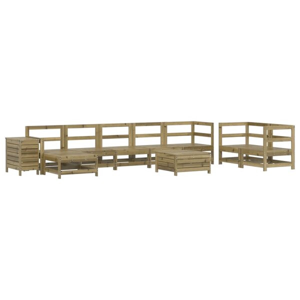 vidaXL Salon de jardin 10 Pièces bois de pin imprégné