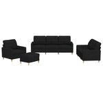 vidaXL Ensemble de canapés 4 Pièces avec coussins Noir Tissu