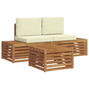 vidaXL Ensemble de canapés d'extérieur avec coussin Naturel et Crème